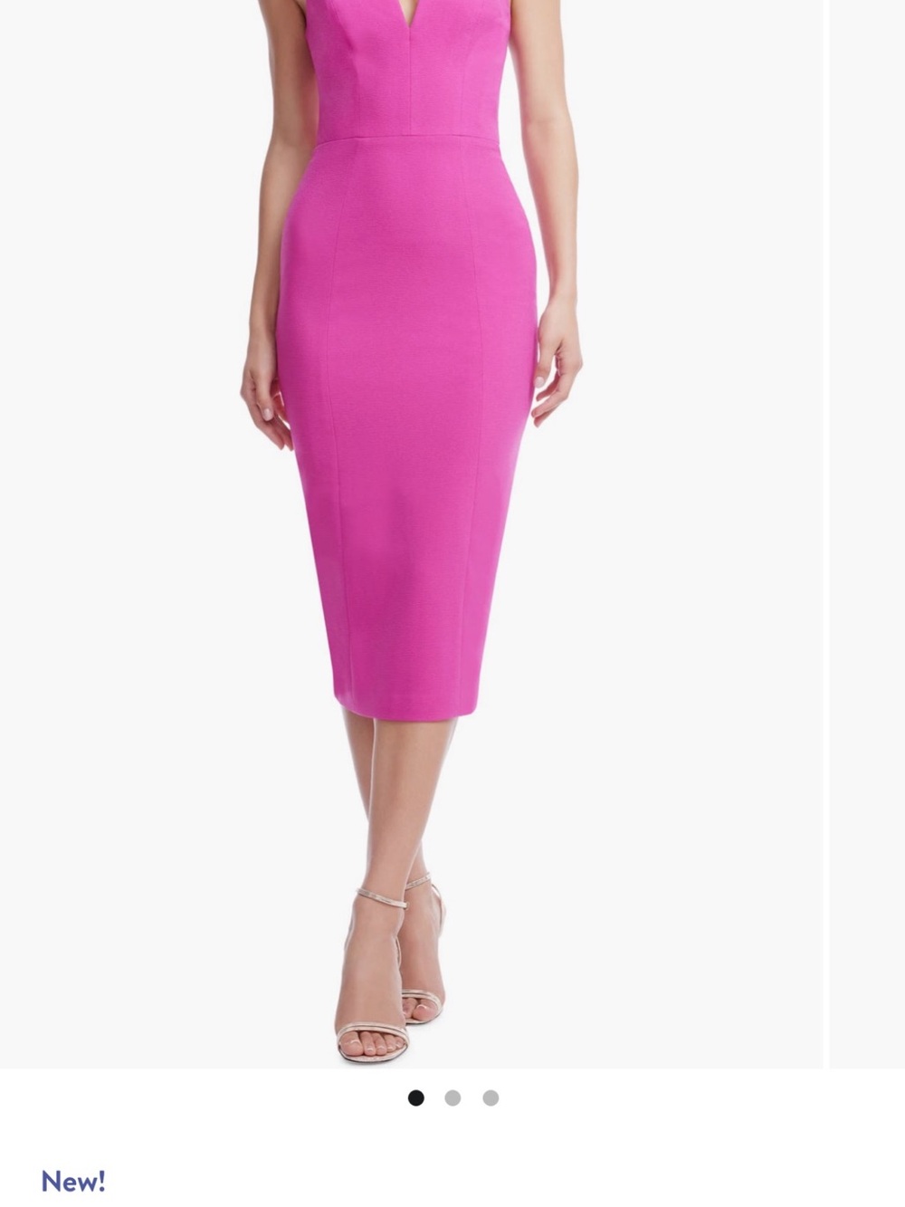Dress the Population Fuchsia V-Neck Midi Sheath Dress